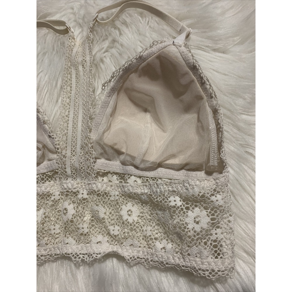 victoria secret small sexy bralette white lightly lined racerback floral pattern - Picture 6 of 9